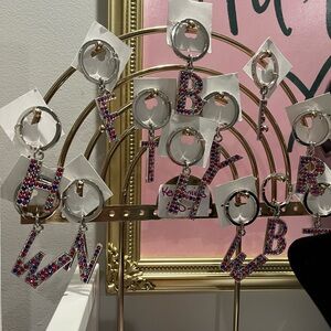 Colorful Rhinestone Alphabet Keychains- W, F, H, G, R, Y, B & T available